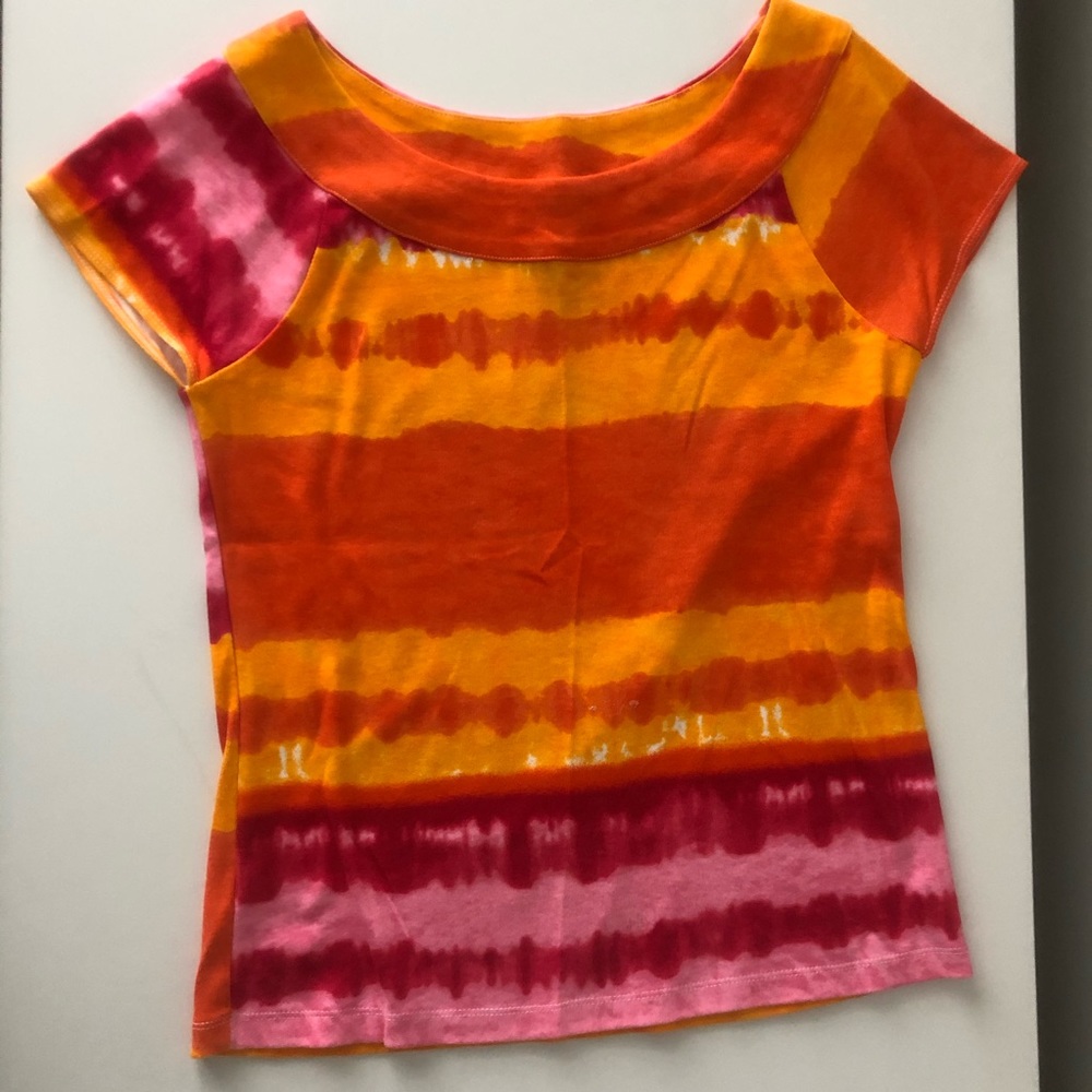 SHORT SLEEVE ORANGE PINK TIE DYE TEE SHRIT SZ MED